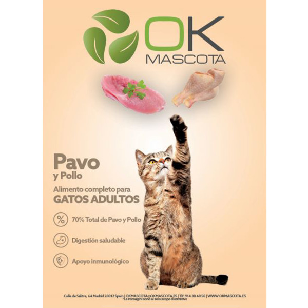 OK MASCOTA Gato Adulto con Pavo y Pollo 1,5 kg