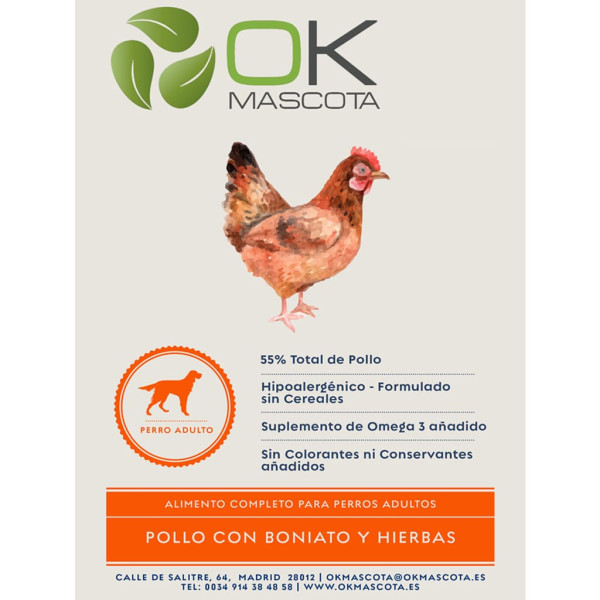 OK MASCOTA Pollo con Boniato y Hierbas 6 kg