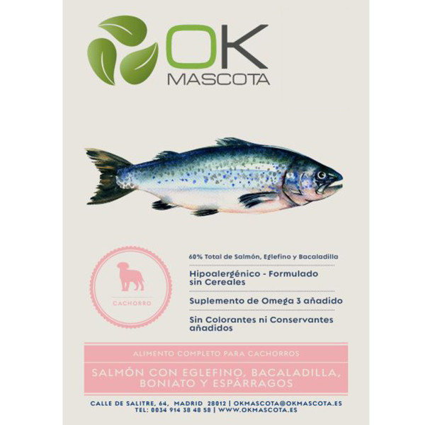 OK MASCOTA CACHORRO SALMÓN Y EGLEFINO 6 KG