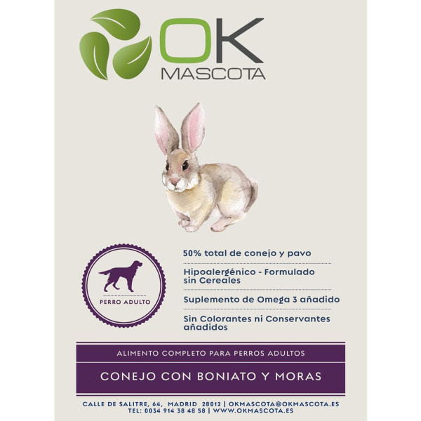 OK MASCOTA Conejo con Boniato y Moras 6 kg