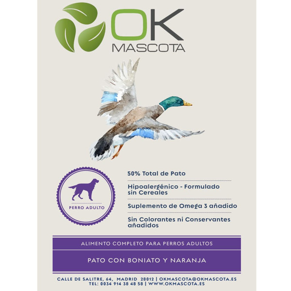 OK MASCOTA PATO CON BONIATO Y NARANJA 12 KG