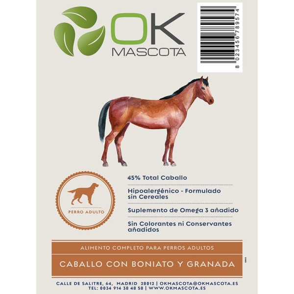 OK MASCOTA Caballo con Boniato y Granada 6 KG