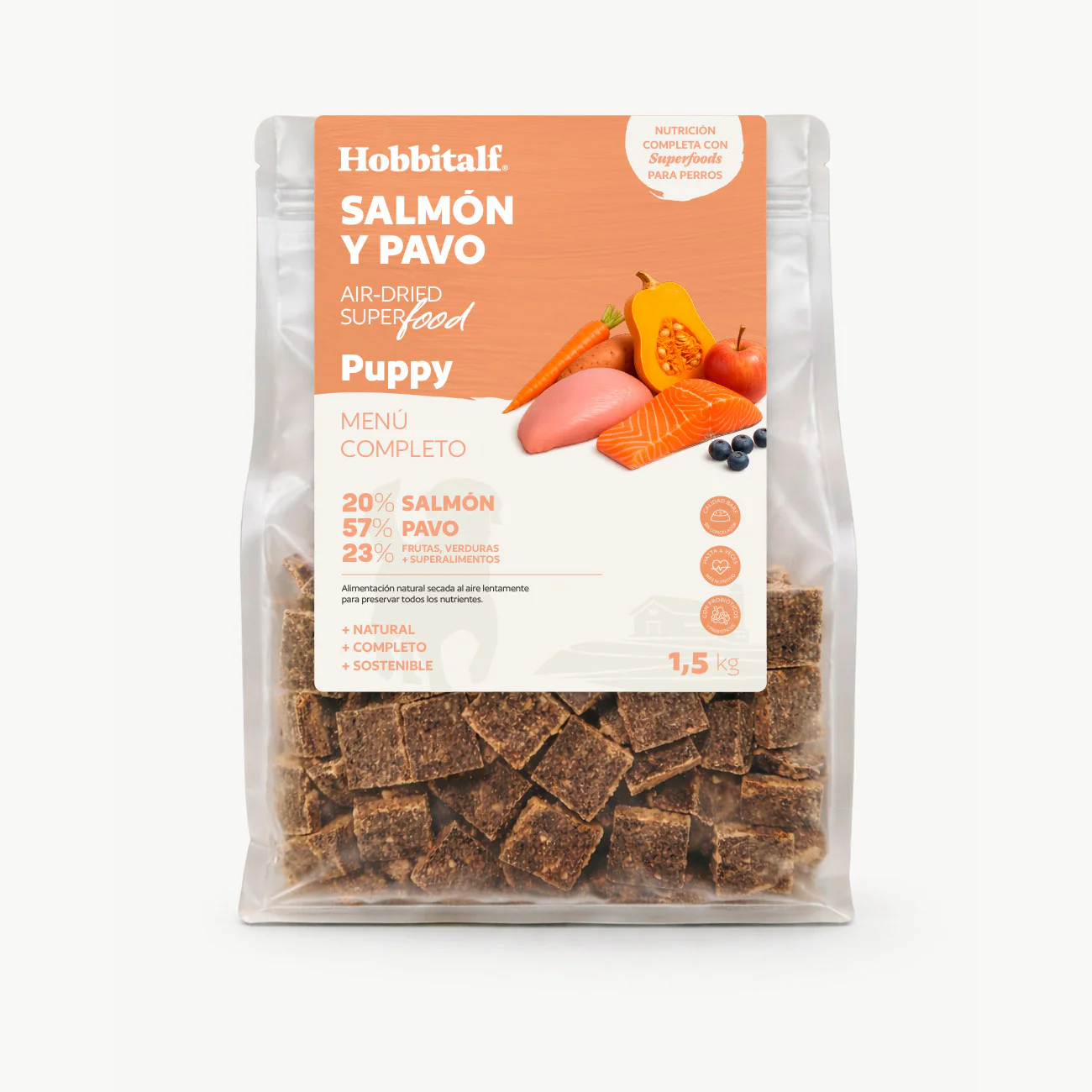 Air Dried SUPERFOOD de Salmón y Pavo para cachorros. 1,5 kg