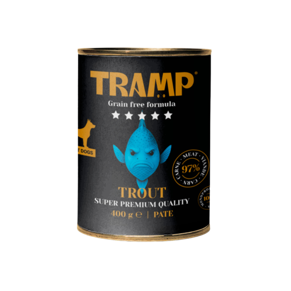 TRAMP Lata Monoproteica de Trucha para Perros 97 % Carne