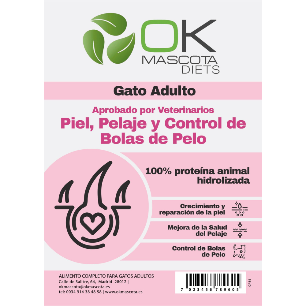 OK Mascota Gato Control Piel y Pelo Hipoalergénico 1,5 kg